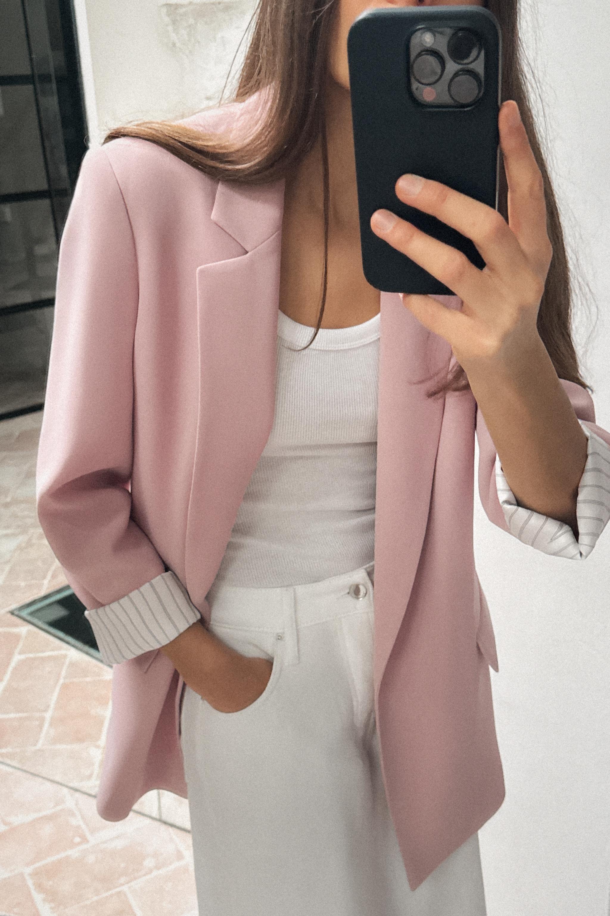 ROLL-UP SLEEVE PRINTED CUFF BLAZER